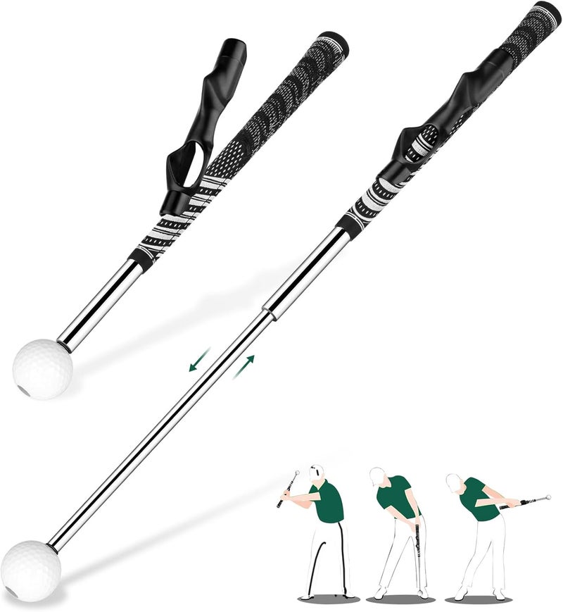 KALAUTO Golf Grip Swing Training Aid - Retractable Click Club Trainer Indoor Practice Warm Up Stick Flexible Telescopic Short Club Tempo Sound Release Trainer Devices - Image 1